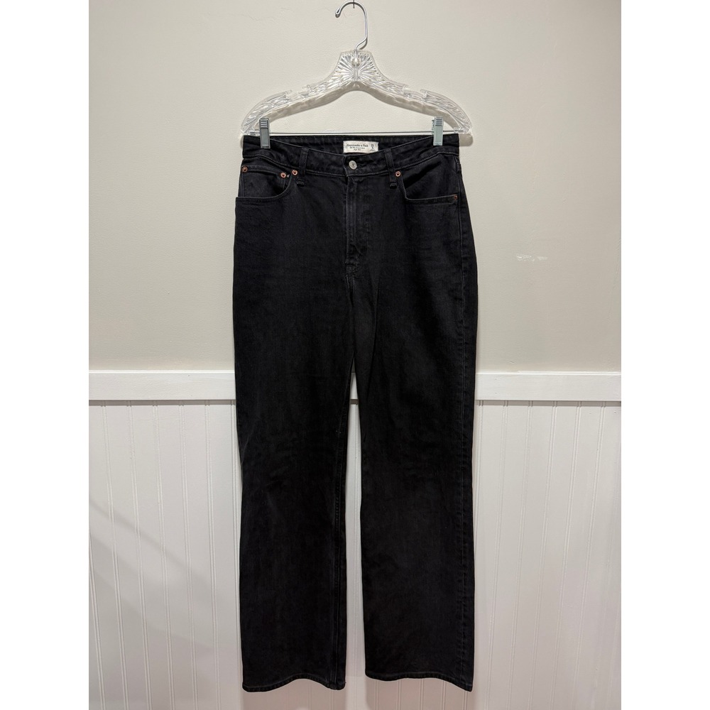 Abercrombie & Fitch 90s Relaxed High Rise Jeans Curve Love Black Women Size 8